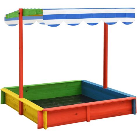 FIMEI Bac à sable avec toit réglable Bois de sapin Multicolore UV50 (1/5)