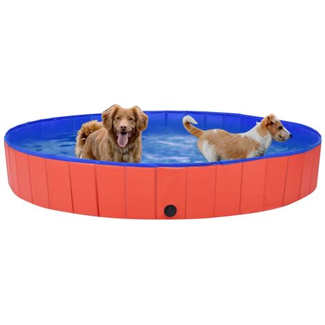 Piscine pliable pour chiens Bleu PVC 120 x 30 cm (Diamètre x H) -QUT