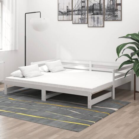 FIMEI Lit coulissant 2x(90x200) cm Blanc Bois de pin massif (1/5)