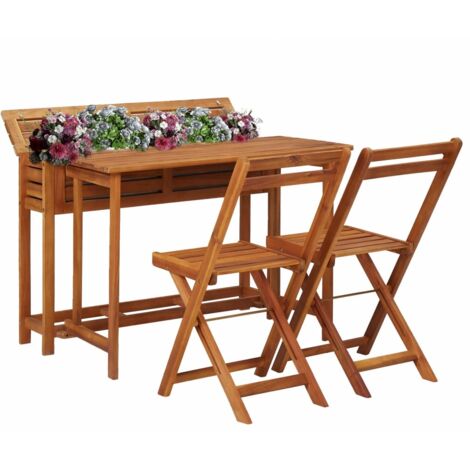 FIMEI Table de balcon avec 2 chaises de bistro Bois d'acacia massif (1/5)