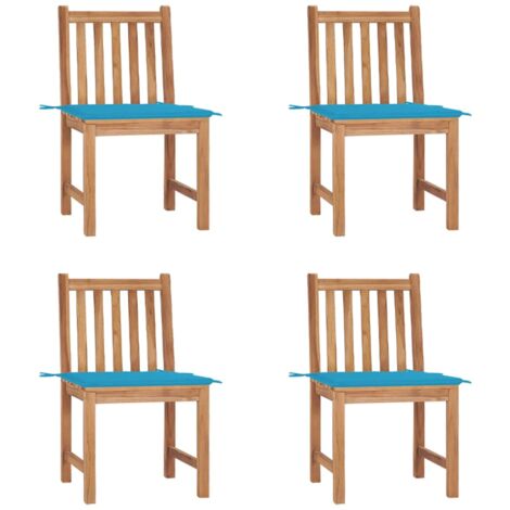 FIMEI Chaises de jardin 4 pcs avec coussins Bois de teck massif (1/5)