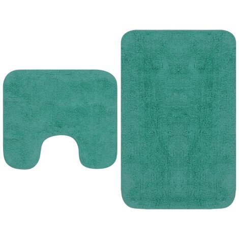 Furniture Limited - Tapis de salle de bain 2 pcs Tissu Turquoise (1/5)
