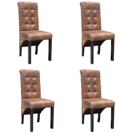FIMEI Chaises de salle à manger 4 pcs Marron Similicuir (1/5)