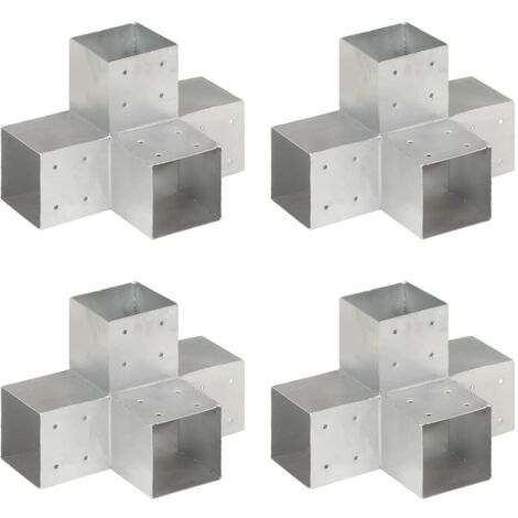 FIMEI Connecteurs de poteau 4pcs Forme en X Métal galvanisé 101x101mm (1/5)