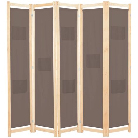 FIMEI Cloison de séparation 5 panneaux Marron 200 x 170 x 4 cm Tissu (1/5)