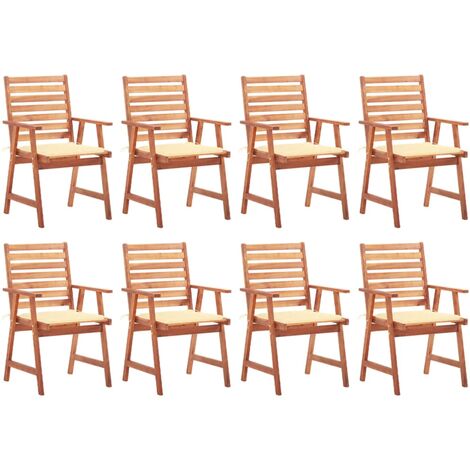 FIMEI Chaises à dîner d'extérieur 8 pcs avec coussins Acacia massif (1/5)