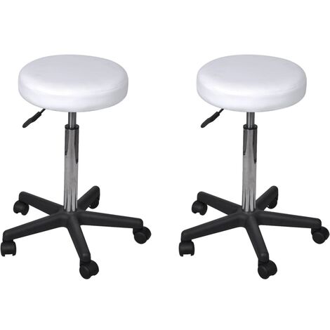 FIMEI 2 pcs Tabourets de bureau Blanc 35,5x98 cm Similicuir (1/5)