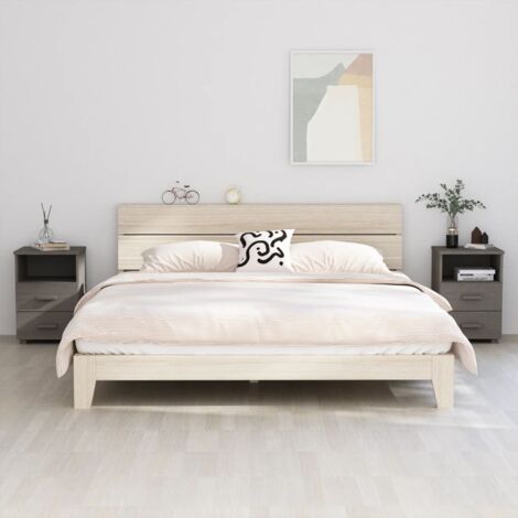 FIMEI Tables de chevet 2 pcs Gris clair 40x35x62cm Bois de pin solide (1/5)