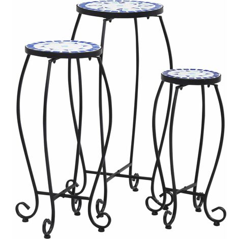 FIMEI Tables mosaïque 3 pcs Bleu et blanc Céramique (1/5)