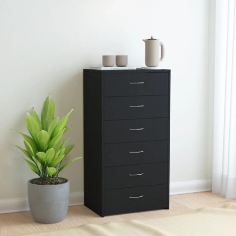 FIMEI Buffet avec 6 tiroirs Noir 50x34x96 cm Aggloméré (1/5)