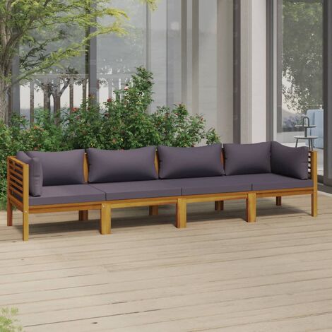 FIMEI Canapé de jardin à 4 places avec coussin Bois d'acacia massif (1/5)