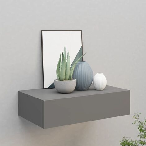 FIMEI Étagère à tiroir murale Gris 40x23,5x10 cm MDF (1/5)