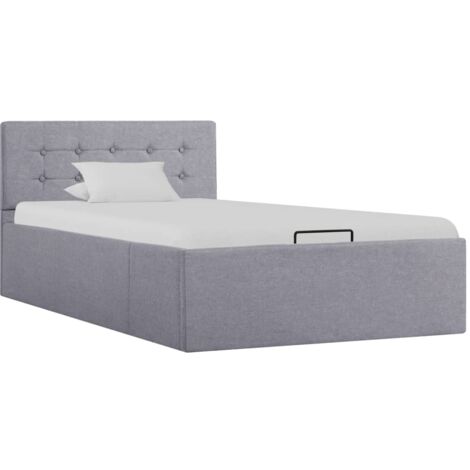 FIMEI Cadre de lit à stockage hydraulique Gris clair Tissu 90x200 cm (1/5)