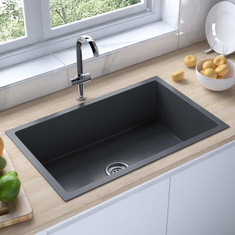 FIMEI Évier de cuisine fait main Noir Acier inoxydable (1/5)