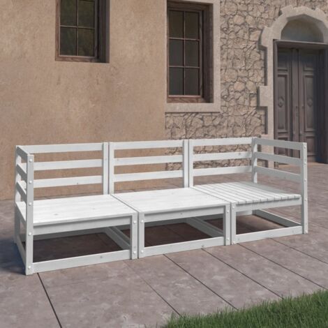 FIMEI Canapé à 3 places de jardin Blanc Bois de pin solide (1/5)