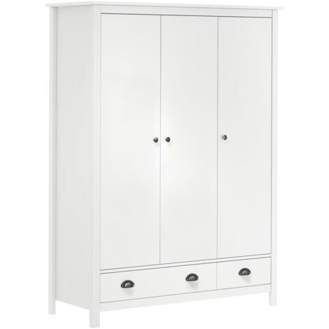 FIMEI Garde-robe à 3 portes Hill Range Blanc 127x50x170 cm Pin solide (1/5)