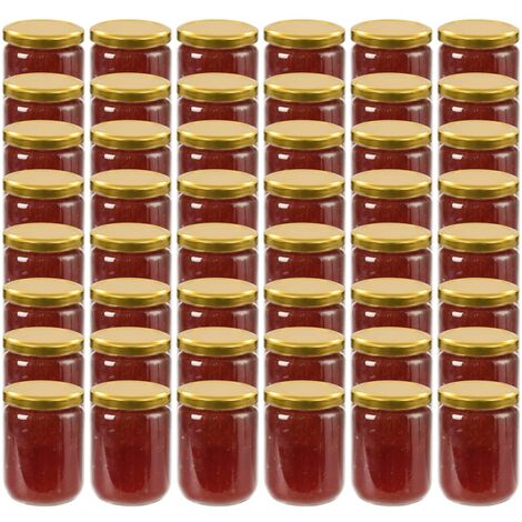 FIMEI 48 pcs Pots à confiture avec couvercle doré Verre 230 ml (1/5)