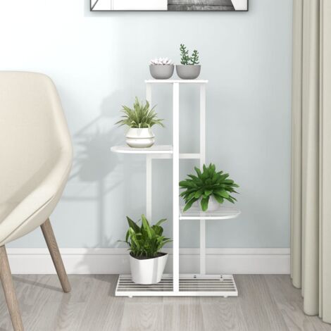 FIMEI Support pour plantes 4 niveaux 43x22x76 cm Blanc Métal (1/5)