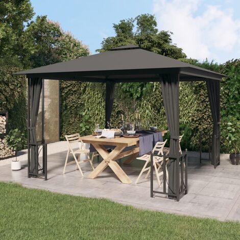FIMEI Tonnelle avec parois et toit double 3x3 m Anthracite (1/5)