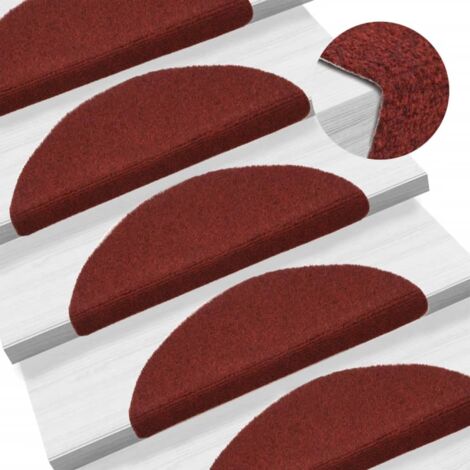 FIMEI Tapis d'escalier auto-adhésif Poinçon aiguilleté 15 pcs Rouge (1/5)