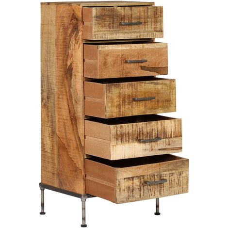 FIMEI Coffre à tiroirs 45 x 35 x 106 cm Bois de manguier massif