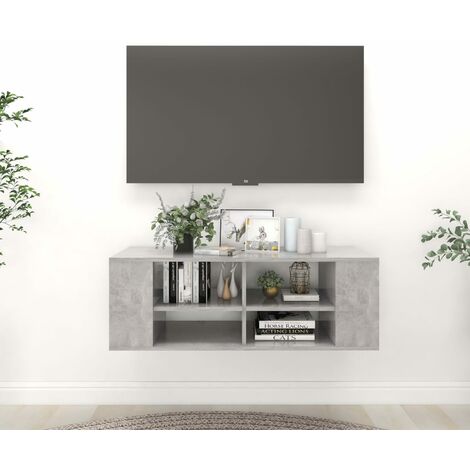 FIMEI Meuble TV mural Gris béton 102x35x35 cm Aggloméré (1/5)