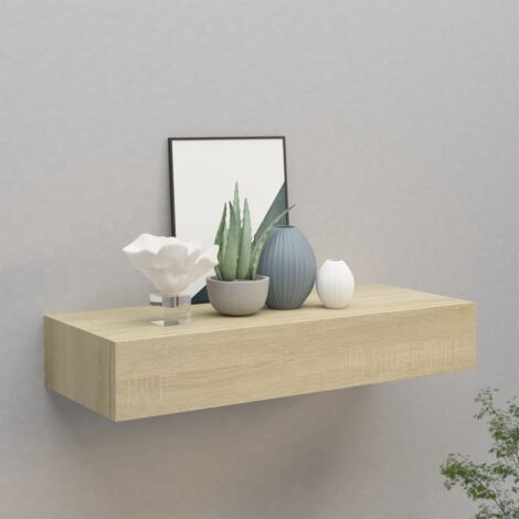 FIMEI Étagère à tiroir murale Chêne 60x23,5x10 cm MDF (1/5)