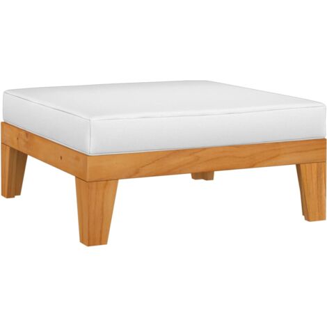 FIMEI Repose-pied sectionnel avec coussin blanc crème Bois d'acacia (1/5)