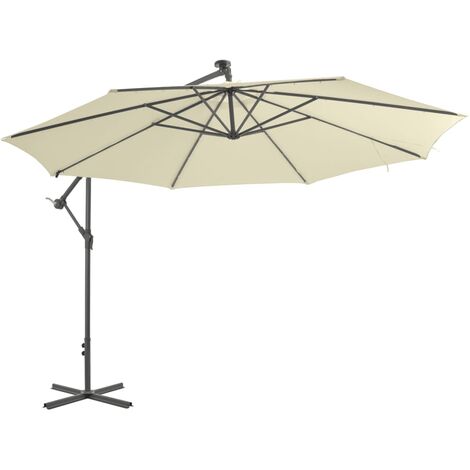 FIMEI Parasol en porte-à-feux et poteau métallique 350 cm Sable (1/5)