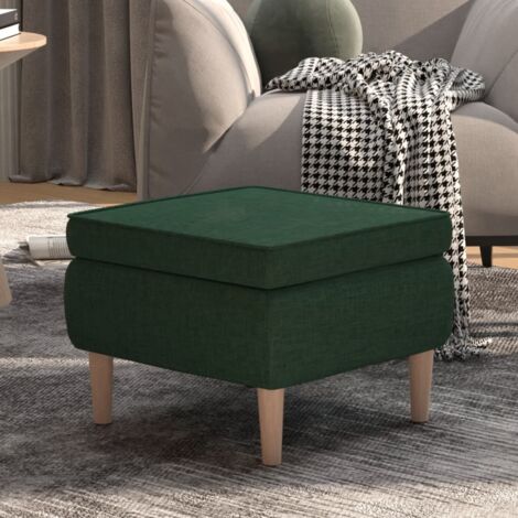 FIMEI Tabouret avec pieds en bois Vert foncé Tissu (1/5)