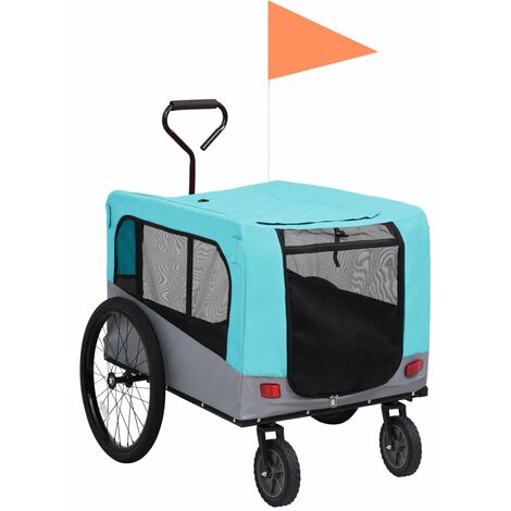 FIMEI Remorque de vélo/poussette 2 en 1 pour chien Bleu et gris (1/5)