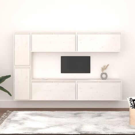 FIMEI Meubles TV 6 pcs Blanc Bois massif de pin (1/5)