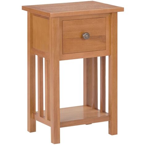 FIMEI Table à revues avec tiroir 35x27x55 cm Bois de chêne solide (1/5)