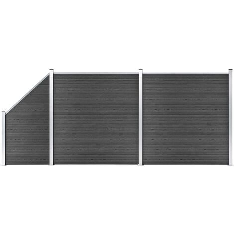 Ensemble de panneau de clôture WPC 1311x(105-186) cm Noir