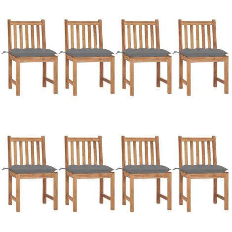 FIMEI Chaises de jardin 8 pcs avec coussins Bois de teck massif (1/5)