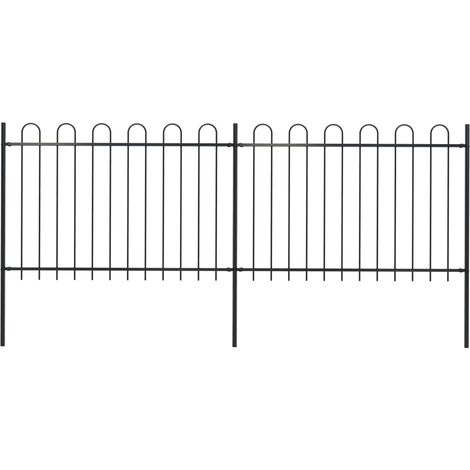 FIMEI Clôture de jardin avec dessus en cerceau Acier 3,4 x 1,2 m Noir (1/5)