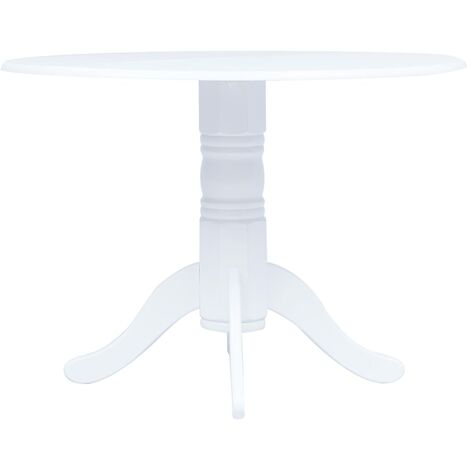 FIMEI Table de salle à manger Blanc 106 cm Bois d'hévéa massif (1/5)