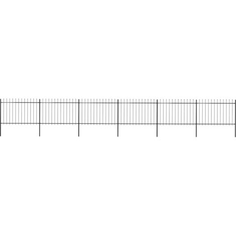 FIMEI Clôture de jardin avec dessus en lance Acier 10,2 x 1,2 m Noir (1/5)