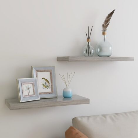 FIMEI Étagères murales flottantes 2 pcs Gris béton 60x23,5x3,8 cm MDF (1/5)