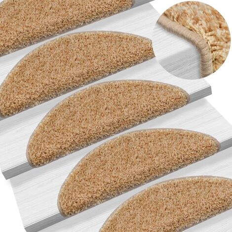 15 tapis d'escalier crème avec bandes adhésives 65 x 25 cm DEC023572 (1/5)