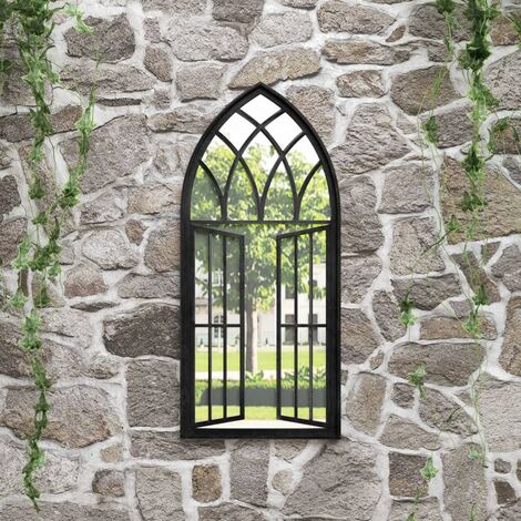Furniture Limited - Miroir de jardin Noir 100x45 cm Fer pour