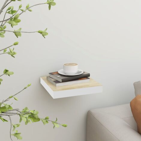 FIMEI Étagère murale flottante Chêne et blanc 23x23,5x3,8 cm MDF (1/5)
