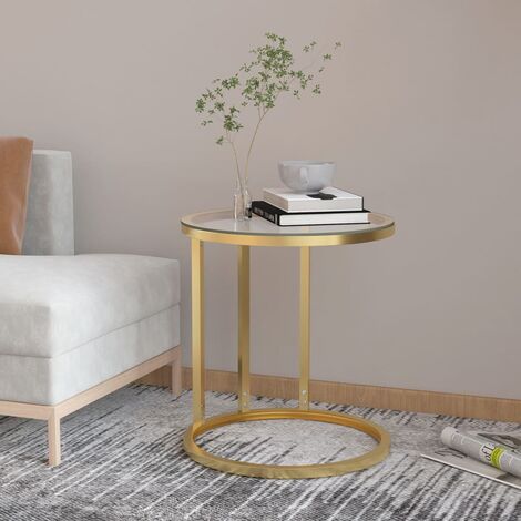 FIMEI Table d'appoint Doré et transparent 45 cm Verre trempé (1/5)