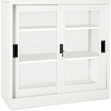 FIMEI Armoire à portes coulissantes Blanc 90x40x90 cm Acier (1/5)