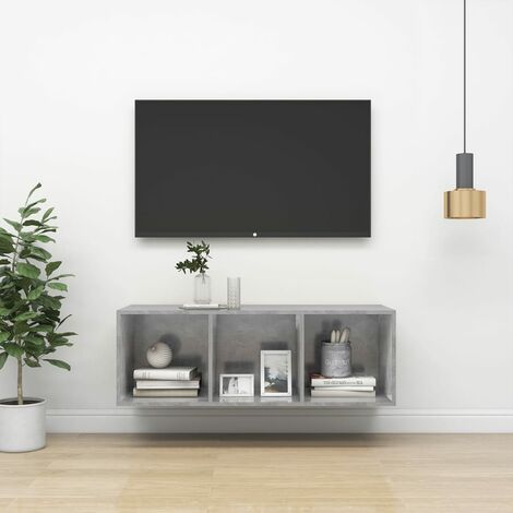 FIMEI Meuble TV mural Gris béton 37x37x107 cm Aggloméré (1/5)