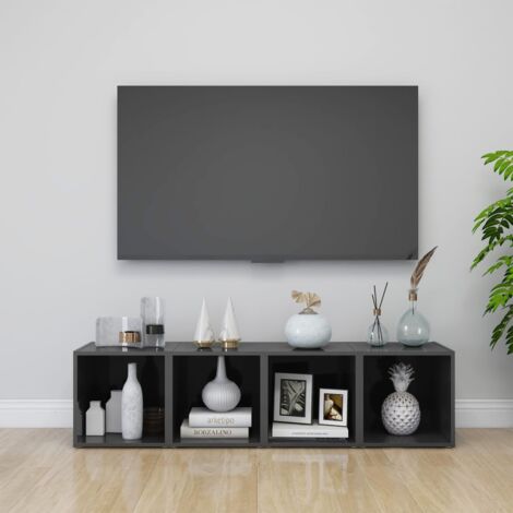 FIMEI Meubles TV 4 pcs Gris brillant 37x35x37 cm Aggloméré (1/5)