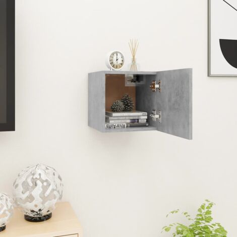 FIMEI Meuble TV mural Gris béton 30,5x30x30 cm (1/5)