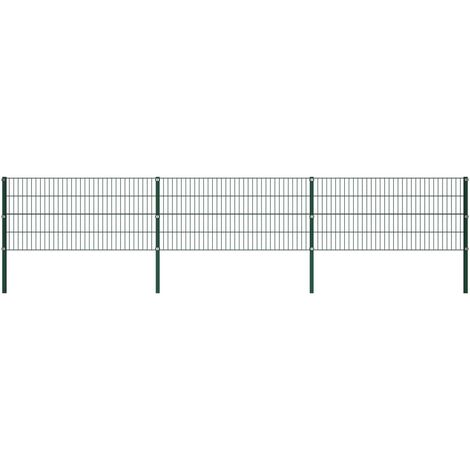 FIMEI Panneau de clôture avec poteaux Fer 5,1 x 0,8 m Vert (1/5)