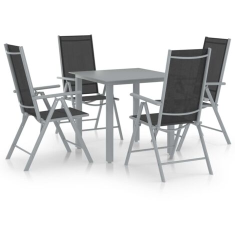 FIMEI Ensemble à dîner de jardin 5 pcs Aluminium Argenté et noir (1/5)