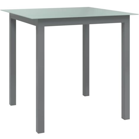 FIMEI Table de jardin Gris clair 80x80x74 cm Aluminium et verre (1/5)